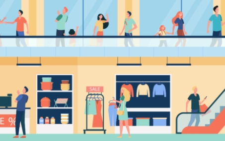 Excuse me, where is the food court? (giving directions)